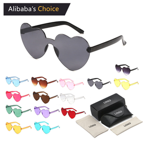 Lunettes de soleil multicolores en forme de cœur sans monture pour femmes, cadeaux de fête en gros aux couleurs bonbon, fournitures de fête - Product Image 2