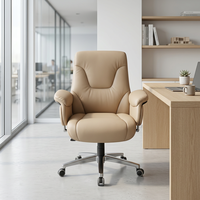 Chaise de bureau ergonomique pivotante à dossier haut en PU, production OEM, luxe exécutif, marque MEETCO, garantie 36 mois, structure en aluminium