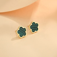 Nueva joyería de moda ajustable chapado en oro cinco hojas trébol enlace cadena pulsera pendientes collar conjunto de joyería para mujer