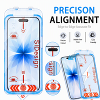 Protection d'écran en verre trempé Easy App pour iPhone 11-18, kit de suppression de poussière à une seule action, alignement automatique, impression soyeuse 2.5D HD 0.33mm