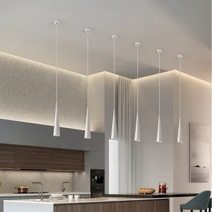 Lampe suspendue linéaire de tuyau de cylindre de décoration de comptoir de cuisine suspension à Led montée sur longue forme suspension à Led