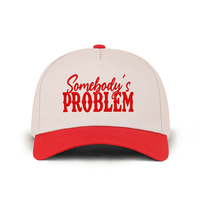 Gorra de Béisbol Personalizada de Cinco Paneles en Dos Tonos, Bordada con la Frase "Somebody's Problem", Venta Directa de Fábrica