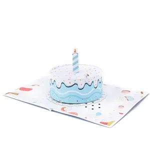 Neues Design Lichter & Musik 3D Pop Up Karte Alles Gute zum Geburtstag für Kinder Kuchen mit Kerze Grußkarten Recyceln Sie musikalische Geburtstags geschenke