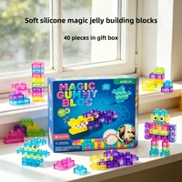 Bloques de Construcción de Silicona Tipo Gelatina para Niños, 40 Piezas, Sensoriales, Suaves, de Rebote Lento, Divertidos para Apretar, Juguete DIY