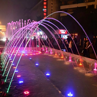 Fuente Saltarina, Fuente Iluminada de Acero Inoxidable de Estilo Moderno para Piscinas, Fuente Interactiva para el Suelo