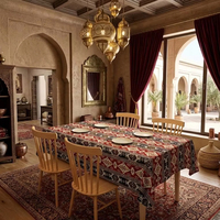Nappe en polyester lavable de qualité supérieure, résistante à la chaleur et imperméable, style marocain bohème, pour restaurant et maison