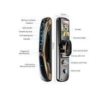 Serrure Intelligente HanDaily de Qualité Supérieure Couleur Or, Verrou de Porte Intelligent Tuya avec Reconnaissance Faciale, Empreinte Digitale et Caméra pour la Maison