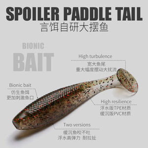 Lures Talk Large Swinging Fish 5.5cm 6.5cm T Tail Soft Bait For Bass Black Pit <b>Fishing</b> - Product Image 2