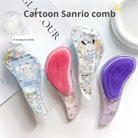 Peigne à cheveux anti-nœuds en forme de S de dessin animé avec design transparent, peigne à lisser les cheveux en plastique mignon pour un usage domestique