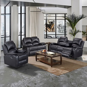 White Air Leather Eco-Friendly Durable Reclining Sofa Set with Padded Arms and Pillow Back for Living Room Modern Style - Product Image 2