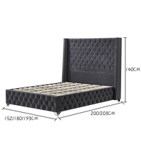 Meubles de chambre à coucher de luxe, cadres de lit simples et doubles en bois massif et en tissu modernes