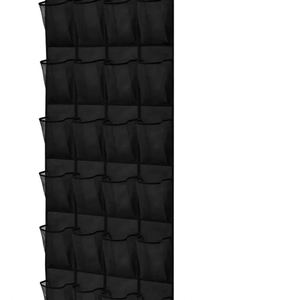 Classic Design White Hanging Shoe Organizer <b>Storage</b> Bag 28 Mesh Pockets Over-the-Door <b>Fabric</b> Rack With Metal Hooks - Product Image 1