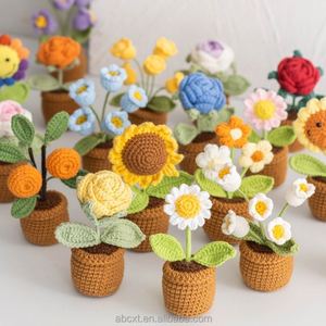 Nuevas Flores Tejidas a Mano de Moda, Rosa, Tulipán, Margarita, Planta en Maceta de Ganchillo para el Día de San Valentín, Día de la Madre, Navidad, Acción de Gracias - Product Image 1