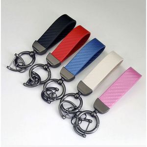 Custom Logo Carbon Fiber Car <b>Key</b> <b>Chain</b> High-Grade Black <b>Leather</b> with Horseshoe Buckle Zinc Alloy Metal Plastic Material - Product Image 6