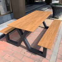Vente Directe Usine Moderne Table de Pique-Nique Extérieure avec Banc en Bois de Camphre, Table-Banc de Pique-Nique Commerciale pour Patio et Jardin