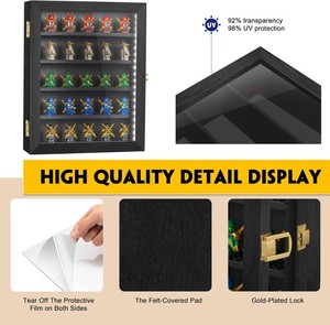 Minifigura Display Case Figuras Building Block Toy Caja de madera con 98% Puerta de vidrio acrílico con protección UV con LED - Product Image 3