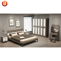 Ensemble de meubles de chambre à coucher en bois personnalisé de luxe moderne, lit double king size de luxe pour projet de villa en Afrique