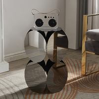 Table d'appoint ronde en acier inoxydable argenté avec finition dorée, design unique, mobilier moderne pour la maison, table d'angle pour canapé, pour hôtel
