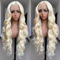 Haute qualité HD longue 613 Blonde vague de corps brut brésilien plumé pré coupé avant de lacet perruques avec des cheveux de bébé prêt à l'emploi femmes noires