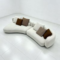 Ensemble de canapés en tissu chenille bouclé - Canapé modulaire en forme de U pour villa avec housse amovible, résistant aux rayures, design moderne et luxueux