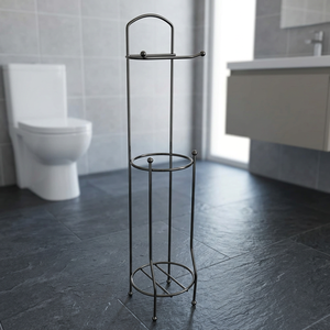 Modern Minimalist Stainless Steel Paper Holder Stand Circular Tiered Design Free Standing <b>Bathroom</b> <b>Accessory</b> - Product Image 5