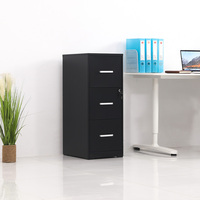 Archivador vertical compacto de acero con 3 cajones profundos, fácil de montar, con cerradura, gabinete de almacenamiento metálico.