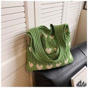 Bolsos de Mano de Fábrica I-0667, Bolso de Hombro de Punto Sólido Personalizado, Bolso de Mano Tejido a Crochet, Cierre Abierto, Poliéster - Product Image 1