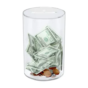 Large Clear Piggy Bank Acrylic Money Saving Jar for Coin Cash Bills Ballot Collection Box