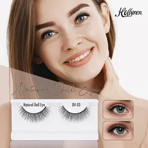 Hollyren Natural Doll Eye Lashes Faux Mink Eyelashes Wholesale Full Strip Eyelashes