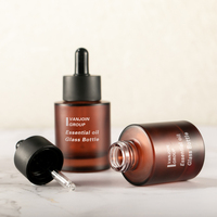 Bouteilles compte-gouttes ouvertes de presse Unique en verre de cylindre rond vide de fantaisie 15ml 30ml flacons compte-gouttes vides clairs de sérum d'huile de massage