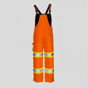 Hi Vis <b>Waterproof</b> Polyester Bib Overalls Unisex <b>Work</b> Coverall with Reflective Tape Thermal Safety ANSI/ISEA 107-2020 Certified - Product Image 1