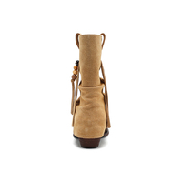 Bottines à lacets en cuir véritable pour femmes, respirantes, confortables, bicolores, à franges bohèmes, automne-hiver