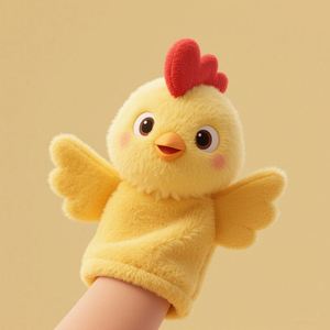 Marioneta de mano de pollo de peluche de diseño personalizado, precio asequible, marioneta de mano de animal pequeña, marionetas personalizadas hechas a mano - Product Image 1
