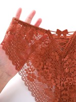 Culotte en Dentelle pour Femme Tendance, Broderie Sexy et Transparente, Nœud Tricoté Taille Basse ODM