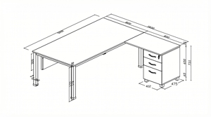 Escritorio de Oficina en Forma de L con Patas Metálicas Ilgaz Blanco, en Oferta, para Exportación al por Mayor, para Uso Comercial en Oficinas - Product Image 4