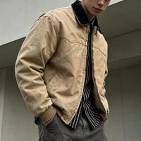 Blouson bomber coupe-vent à fermeture éclair enduit pour l'extérieur, style vintage oversize