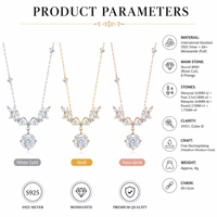 Collier en Moissanite Argent Sterling 925 Rond 8mm Coupe Rose VVS1 Couleur D 6 Griffes 3 Couleurs Bijoux