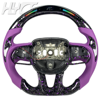 Volant de course personnalisé en fibre de carbone forgée avec LED et revêtement en cuir pour Dodge Challenger Charger Durango Hellcat SRT R/T