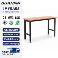 Banc de travail robuste en acier avec plateau en bois massif, table de travail industrielle pour atelier, garage, réparation de machines, entretien