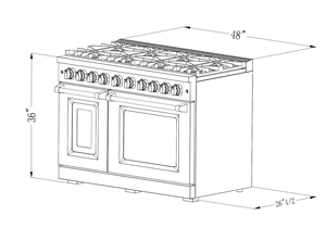 48 pulgadas 7.0 pies cúbicos Estufa Comercial de Cocina con 7 Quemadores de Gas, Horno de Convección a Gas y Plancha de Acero Inoxidable - Product Image 4