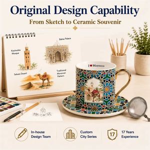 Mug en céramique de style ethnique vintage marocain de <span class=keywords><strong>Marrakech</strong></span> avec couvercle et infuseur à thé, personnalisable ODM/OEM - Product Image 4