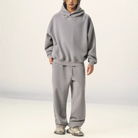 Ensemble sweat-shirt et jogging 400-500 GSM MOQ 2 350 GSM Ensemble de survêtement ample à pattes évasées avec polaire pour hommes unisexe