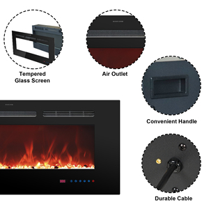 Luxstar 30" Wall-mounted Fireplace Realistic Effect Adjustable Thermostat <b>Dimmer</b> Remote Control 1500w Us Steel Ef30r Modern - Product Image 2