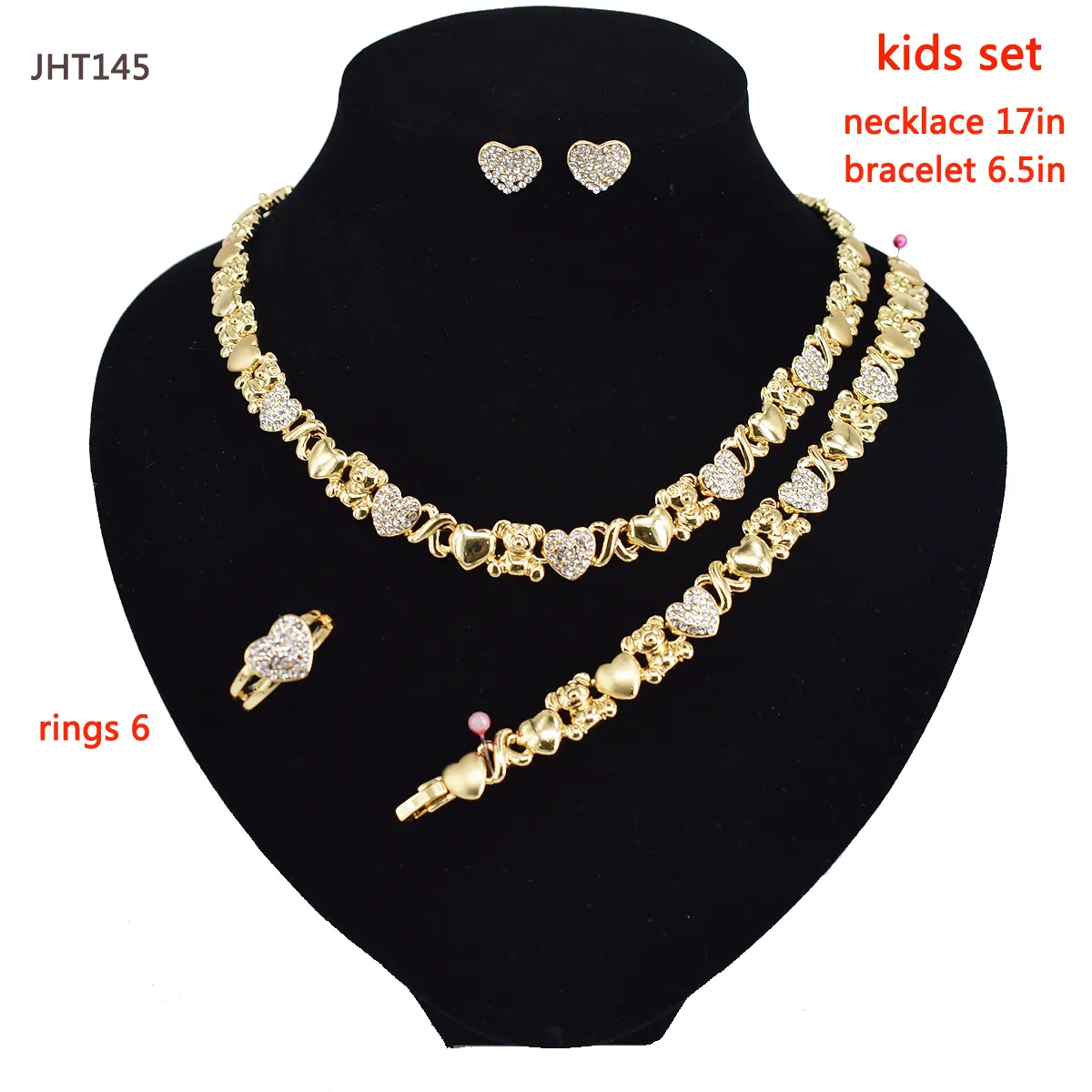 JHT145 Groothandel Cute Teddy Bear Sieraden Set 18K Vergulde Kinderen Sieraden Sets