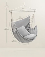 Chaise hamac Grande balançoire avec 2 coussins Chaise suspendue avec chaîne Capacité de charge 330 lb pour intérieur extérieur