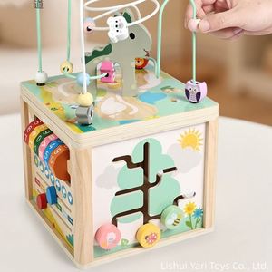 Cube d'activités pour tout-petits, premier cadeau, nouveau design, centre de jeu en bois, jouet Montessori multifonctionnel pour bébé de 1 à 2 ans - Product Image 2