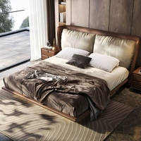 Lit flottant capitonné haut de gamme en cuir souple, lit double pour chambre principale, mobilier de maison