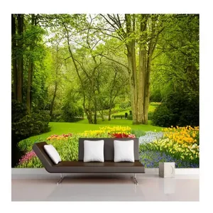 カスタム壁紙森公園芝生の花壁画大きな木の背景壁画寝室リビングルーム3D壁紙
