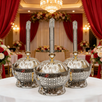 Réchaud de buffet rond en acier inoxydable 8,0 L pour banquets d'hôtel et mariages, chauffe-plats argenté à alcool