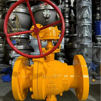 Vannes à boisseau sphérique fixes à bride en acier moulé WCB / acier inoxydable à commande turbine pour eau, huile et gaz